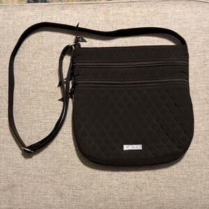 Vera Bradley Triple Zip Hipster Black Quilted Crossbody Bag